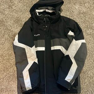 Columbia Black and Gray Hooded Jacket with White Accents